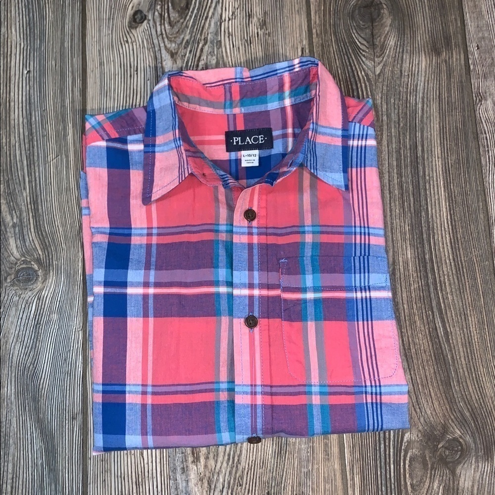 Place Children’s Plaid Spring Summer Button Down Short Sleeve Soft